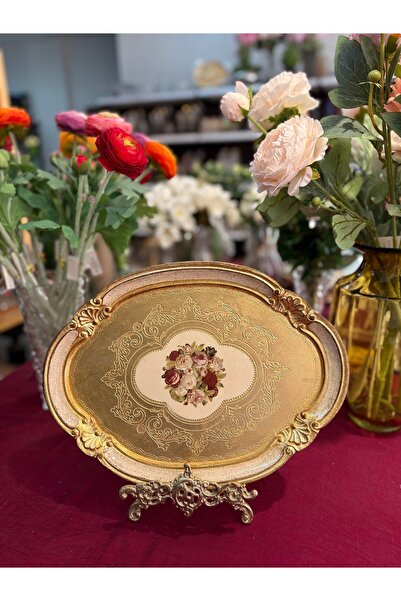 masi Brand Handcrafted Painting Italian Rosewood Tray 36 cm