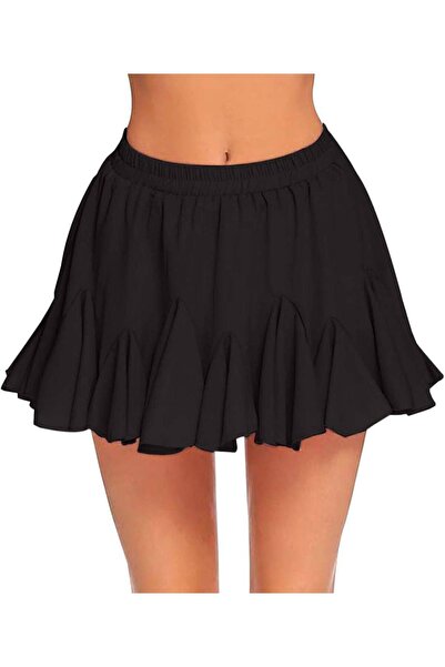 Azara Fuste din vascoza cu pantaloni pe dedesubt - Negru