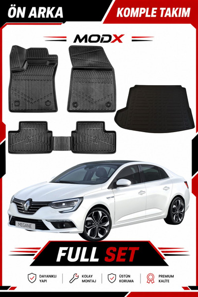 MODxAUTO Renault Megane 4 Sedan 2026 Model 5D Havuzlu Paspas + 3D SOL Kulak B...