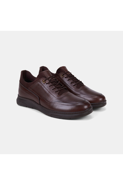 Desa Men's Brown Flexible Ankle Leather Sports Shoes
