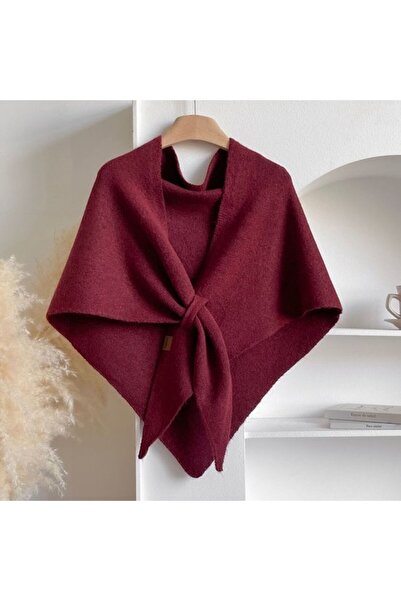 STARSTAR Women's knit scarf burgundy wool/cashmere solid warm.