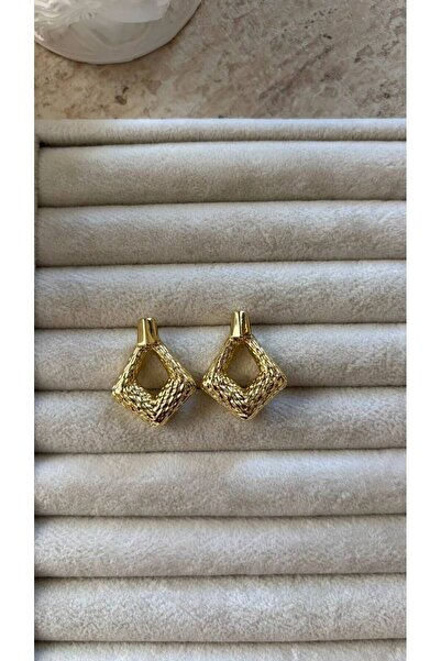 edy co XUPİNG Geometrik Şekilli 14K Gold Renk Şık Küpe