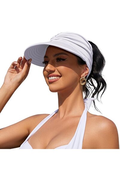 STARSTAR Women's open-style sun hat white ponytail opening.