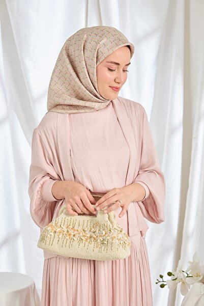 Silk Home Twill Silk Scarf Mini Bouquet Light Mink