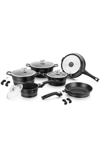 Royalty Line Set de oale marmitate cu 14 piese, Royalty Line, RL-ES2014M BLAC...