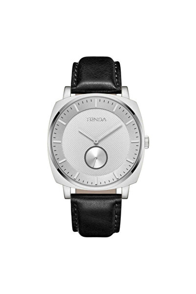TRNDA Men's Stainless Steel Watch, Black Leather Band | Tr45s
