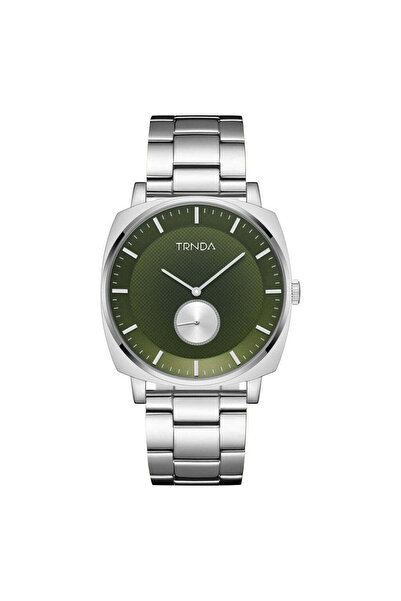 TRNDA Men's Silver Stainless Steel Watch, Seaweed Green Dial | Trnda45mm