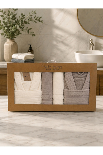 Bella Home 8 Piece Crinkle Family Bathrobe Set |   Dowry Box & Daily Use |   ...