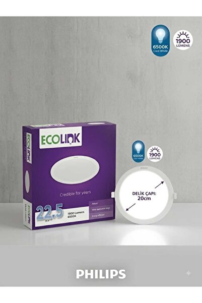 ecolink 22.5w 6500K Beyaz Işık 1900 Lümen 20CM Delik Çapı Spot Armatür