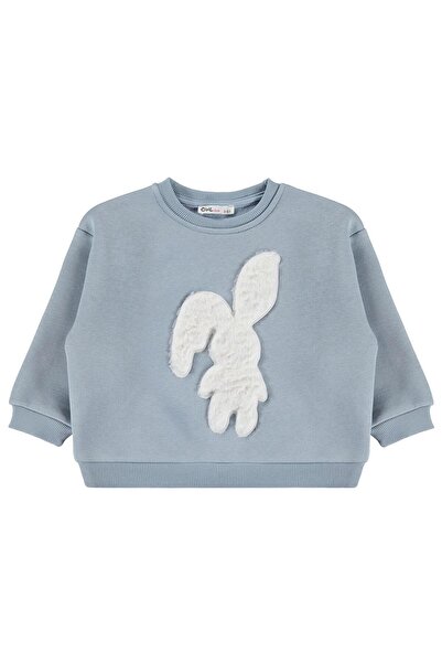 Civil Girls Rabbit Embroidered Sweatshirt for 2-5 Years - Blue