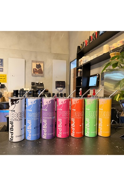 HOLOL كوب حراري عازل بتصميم ريد بول ترتقالي سعة ٦٠٠مل Redbull Tumbler Cup ORA...