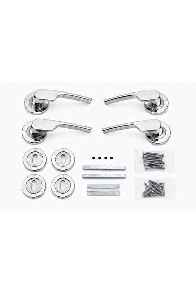 Condi Collection Aragon Round Nickel Satin Room Aluminum Door Handle (2 Sets)