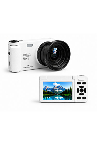 AL-TECH BİLİŞİM 4K WiFi Dijital Fotoğraf Makinesi – 0.45X Geniş Açı Lensli, Döner Ekranlı Kompakt Vlog Kamera