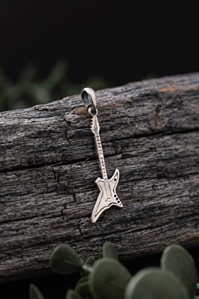 Ebrar Silver Gümüş Elektro Gitar Kolye Ucu 925 Ayar Gümüş Elektro Gitar Figür...