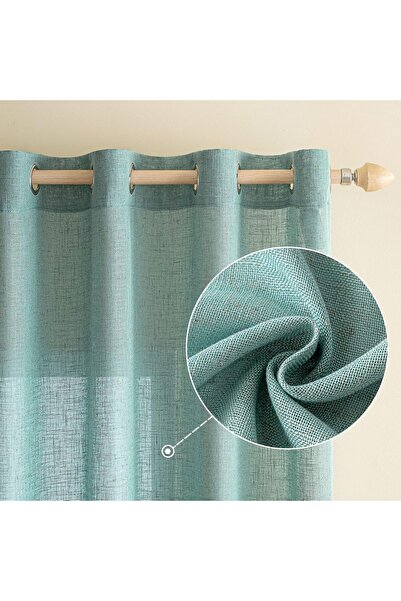 OtherMax Draperii pentru ferestre din in, semiopace, 2 bucăți, 140x215 cm tur...