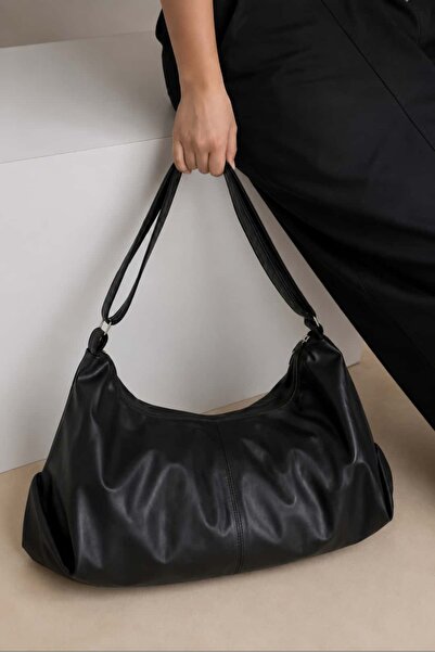 Yuka Atelier Smooth Black Large Size Casual Women's Shoulder Bag - Crossbody ...