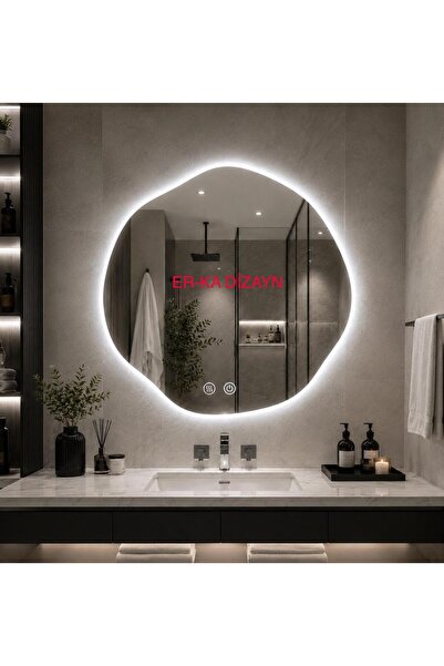 LoftToch Asimetrik Buğu Çözücülü Dokunmatik Ledli Ayna Buğulanmayan Duş Aynası Buhar Tutmayan Banyo Aynası Buğu Önleyicili LED Aynalar