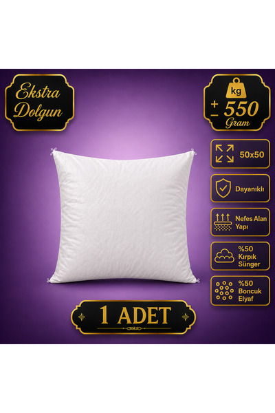 1 Adet 50 x 50 cm Kırpık Sünger / Boncuk Elyaf Karışımı Kırlent İçi