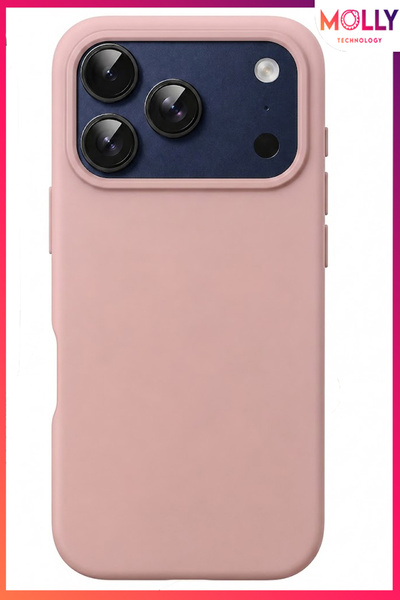 Molly iPhone 17 PRO İçin Kum Pembesi Liquid İçi Kadife Mat Silikon Kılıf