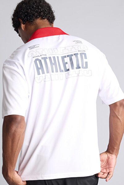 DeFacto Boxy Fit Contrast Polo Collar Back Print Short Sleeve Polo T-Shirt I7...