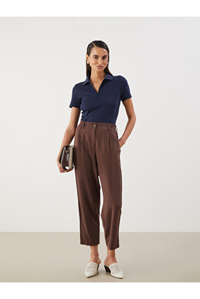LC Waikiki Pantaloni de damă Carrot Fit din amestec de in