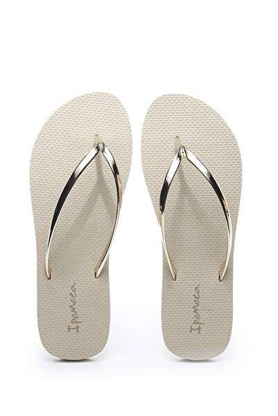 Take Two By Styli Beige with Gold Straps Flip-Flops