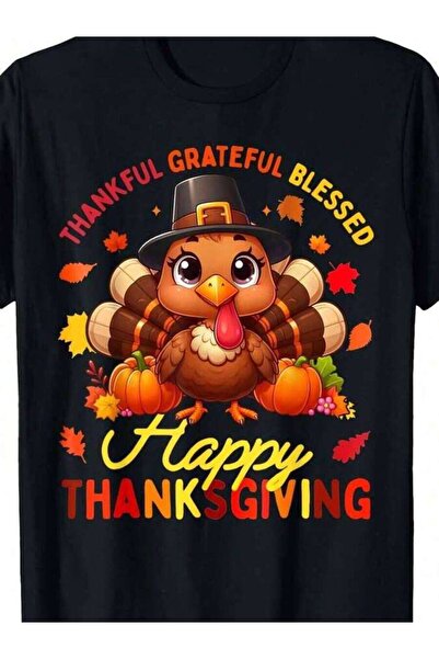 21JNRY Women's Retro Thanksgiving Turkey Print T-Shirt, Soft And Comfortable,...