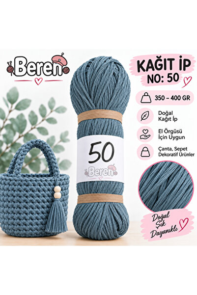 Genel Markalar Kağıt İp No: 50 – 350-400 Gr - Yumuşak - Çanta Örgü İpi - Şapk...