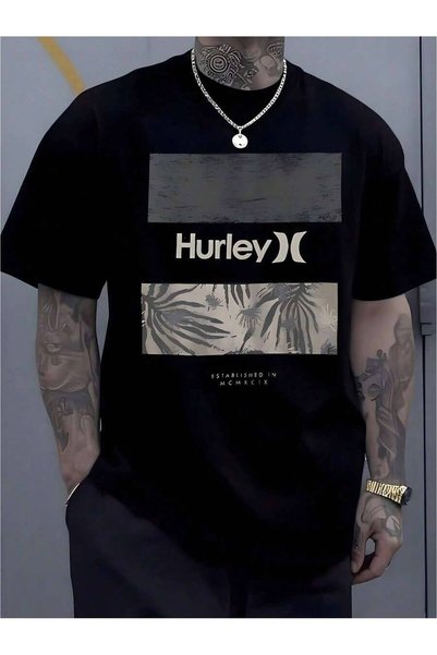 26LIK Hurley Men's Graphic T Shirt Casual Men Clothing Comfortable Mens Clothes Size S-XXXL