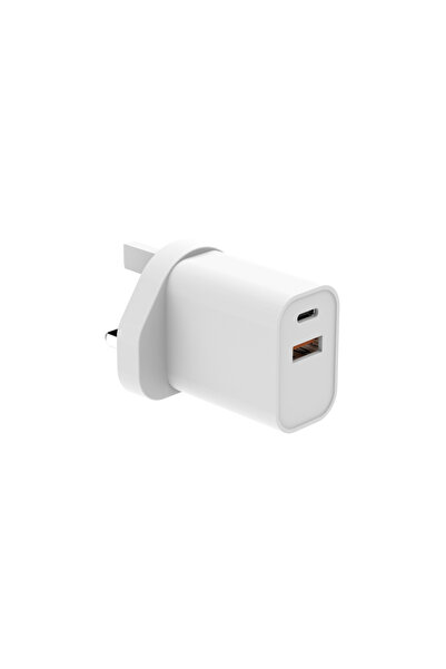 Choice WHITE UK USB C Plug Fast Charge 20W USB Type C and USB A Wall Charging...