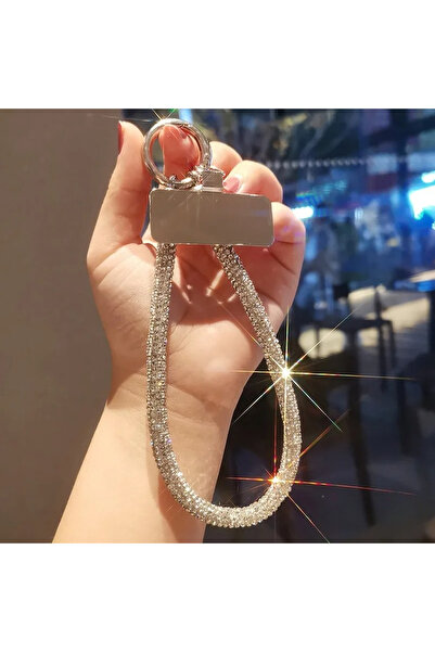 Choice Silvery Luxury Full Diamond Phone Lanyard with Universal Metal Clip Sh...