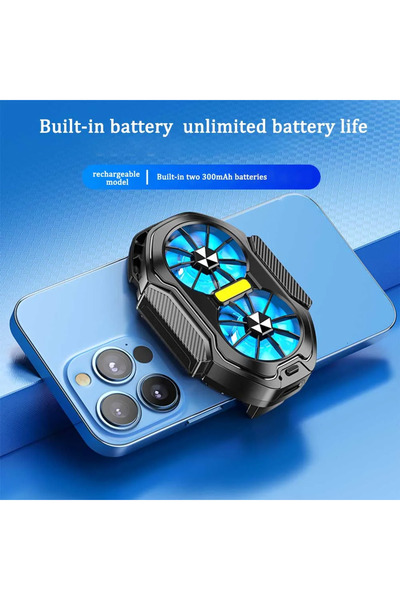 Choice1 FS01 Black 600mA FS01 Dual Fan Rechargeable Phone Cooler 600mAh Batte...