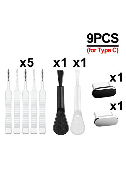 Choice3 G-9Pcs(For Type C) Cell Phone Charging Port Dust Plug with Cleaning B...