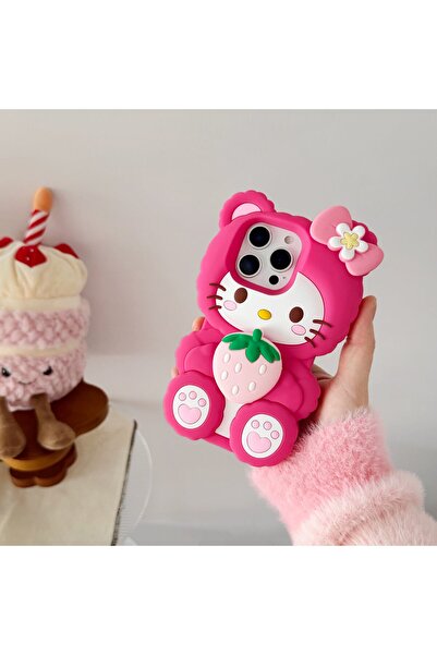Choice7 iPhone 16 Plus Kitty Cute 3D Hug Strawberry Hello Kitty Case For iPho...