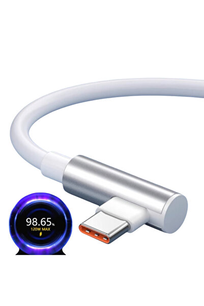 Choice 1.8m WHITE 90 Degree Elbow 6A 67W 120W Fast Charging Type C Cable for ...