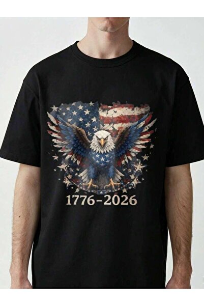 9JY Men's American & Flag Retro T-Shirt - Loose Fit Streetwear With Bald Eagl...
