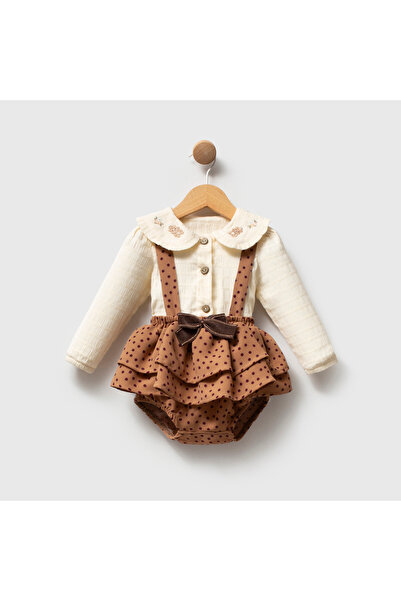 Coolimino Flower Embroidery Patterned Baby Girl Romper