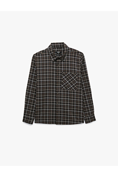 Koton Regular Fit Pocket Detailed Long Sleeve Classic Collar Buttoned Plaid S...