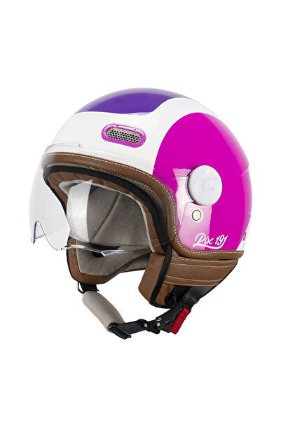 191G Pix Sprint Viola Fucsia Fluo Sagomata Açık Kask (Beyaz-Pembe-Mor)