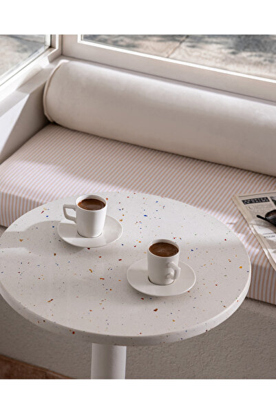 Madame Coco Rain 6 Kişilik 12 Parça Kahve Fincan Seti - Beyaz - 90 ml