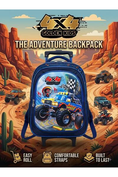 Generic Brand Golden Kids 3-Piece Set - Monster Truck Edition School Bag Set,...