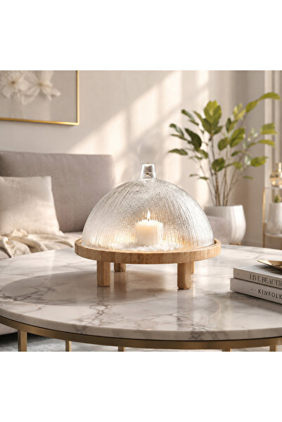 Heda Porselen Glass Bowl with Glass Lid and Stand 30 cm