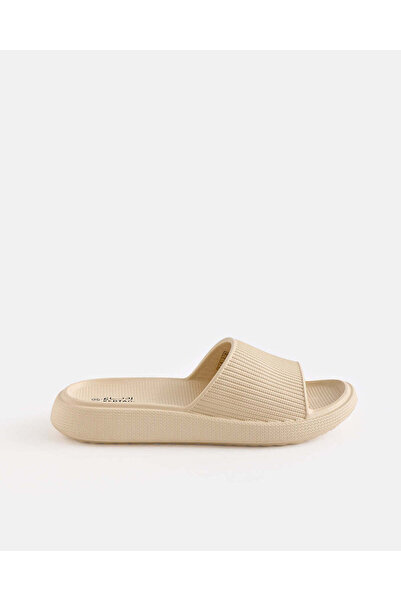 REDTAG Women Beige Textured Molded Slides