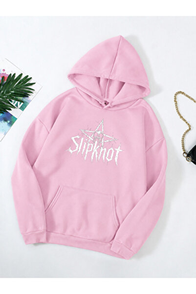 dont quıt Pink Hooded Sweatshirt Slipknot