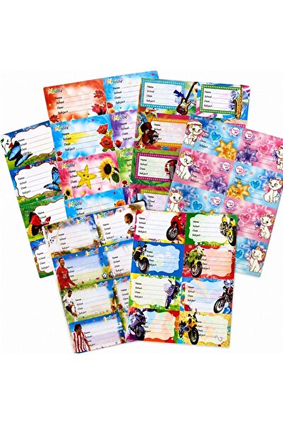 JML Etichete școlare 26x18cm, 10 coli/set, pentru fete și băieți, diverse modele