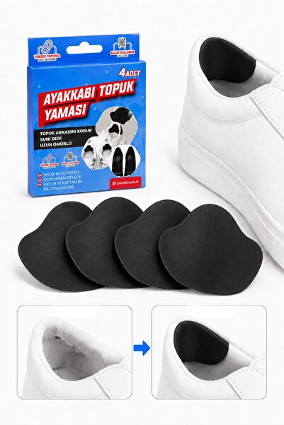 Telvesse 4-Piece Adhesive Shoe Heel Patch Cuttable Faux Leather Shoe Repair Pad Black