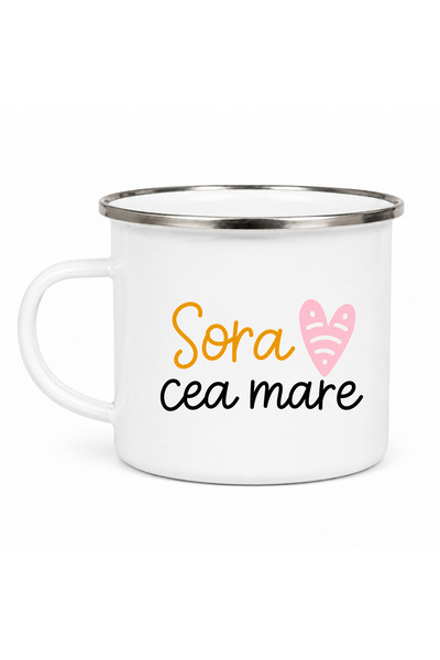OEM Cana emailata Sora cea mare 2, metal emailat, alb