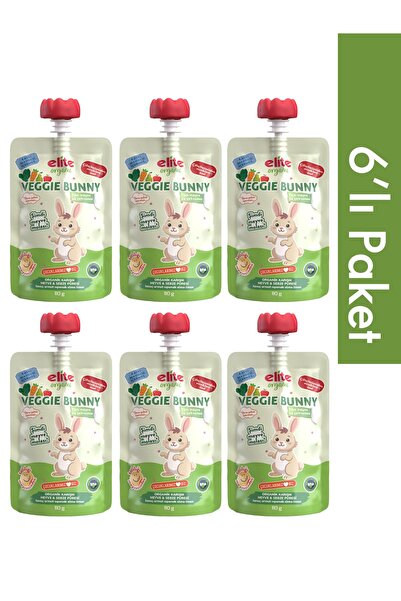 Elite Naturel 6'lı Veggie Bunny Organik Karışık Meyve ve Sebze Püresi 110 Gr