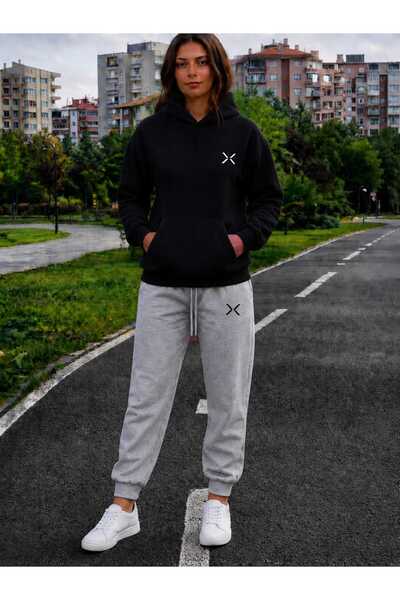 CLOTHES33 Hooded Sweat Suit 2-Piece Combination Winter Shardooned X Printed W...