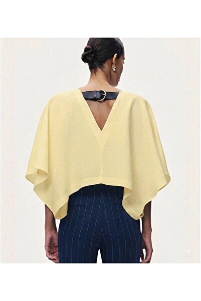 MAESTRO WOMAN Women's Yellow Linen Look Blouse with Belt on the Back